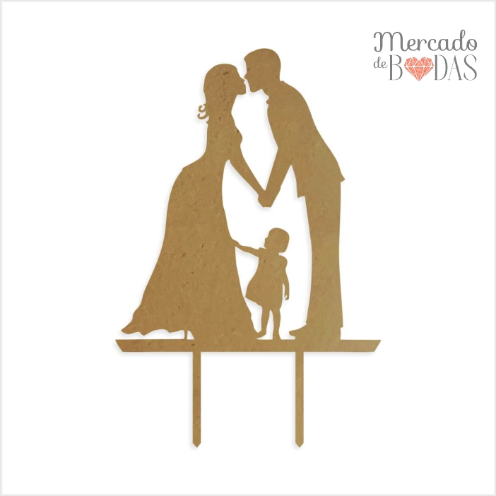 Adorno para torta de boda Pareja con hijo
