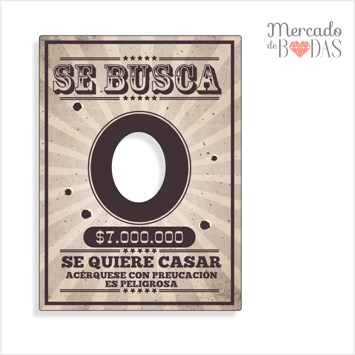 Cartel para fotos de boda Se buscase quiere casar