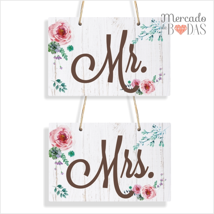 Decoracion sillas boda mr mrs fondo blanco