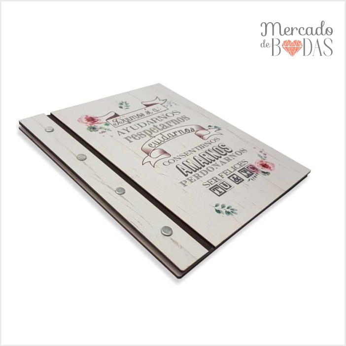 Agenda boda madera blanca